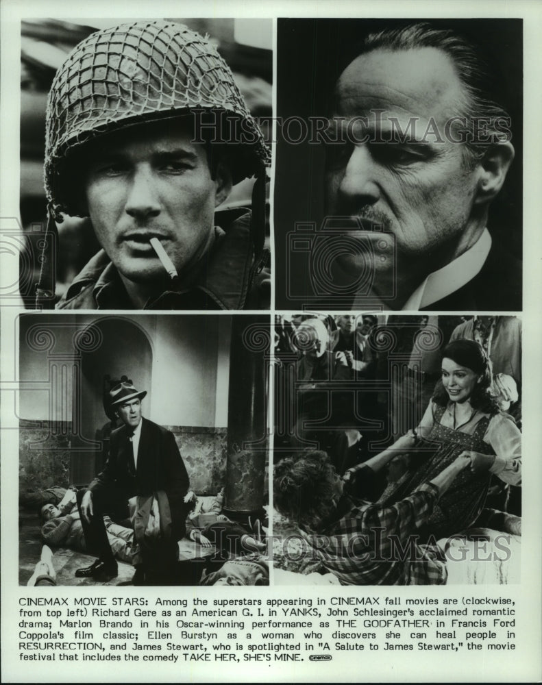1983 Press Photo Richard Gere, Marlon Brando, James Stewart & Ellen Burstyn- Historic Images