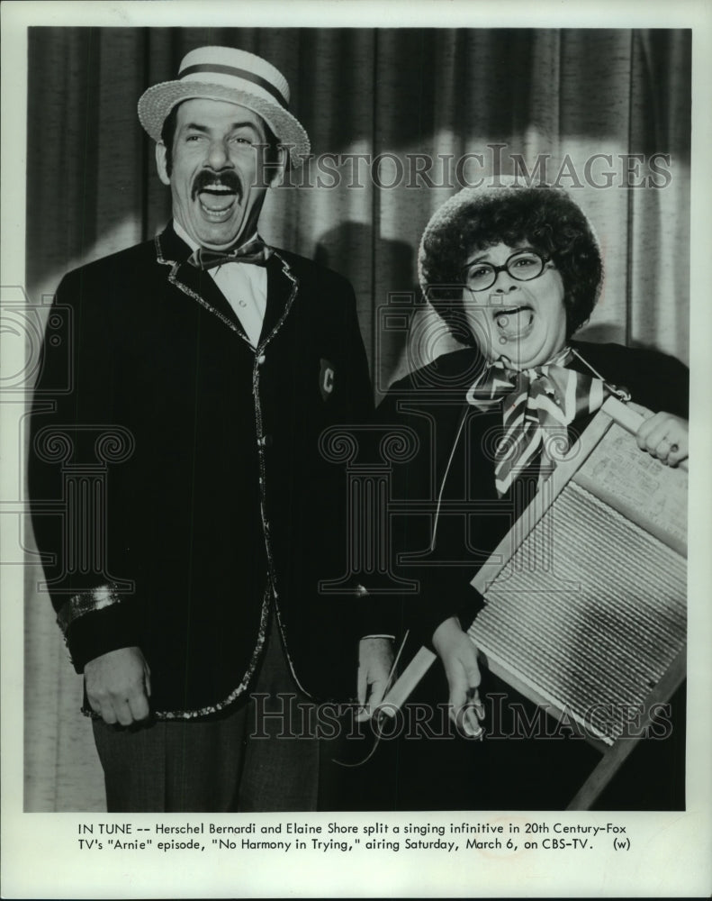 1971 Press Photo Herschel Bernardi and Elaine Shore in "Arnie" on CBS- Historic Images