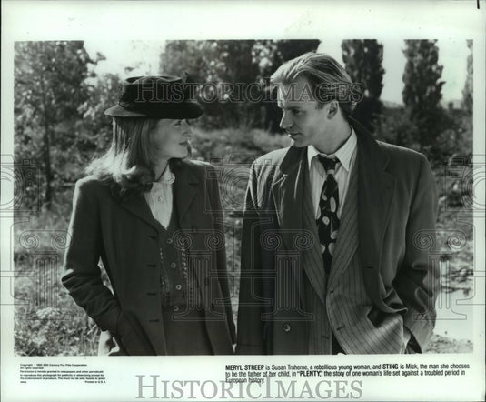 1985 Press Photo actress Meryl Streep & Sting in the movie "Plenty" - mjp34723- Historic Images
