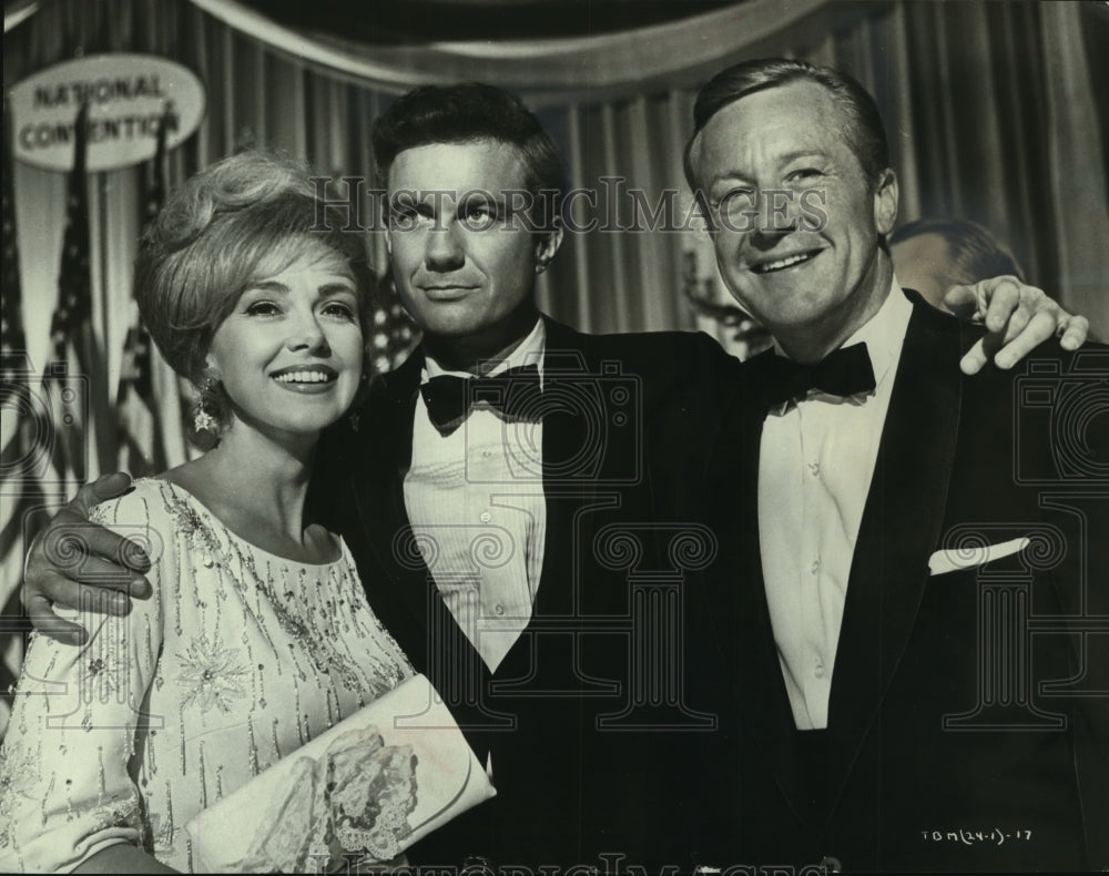 1964 Press Photo Cliff Robertson, Edie Adams, and Gene Raymond "The Best Man"- Historic Images