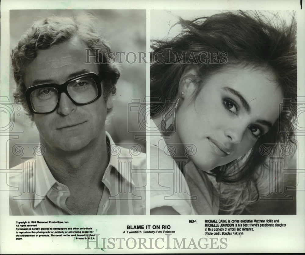 1983 Press Photo Michael Caine & Michelle Johnson star in "Blame it on Rio"