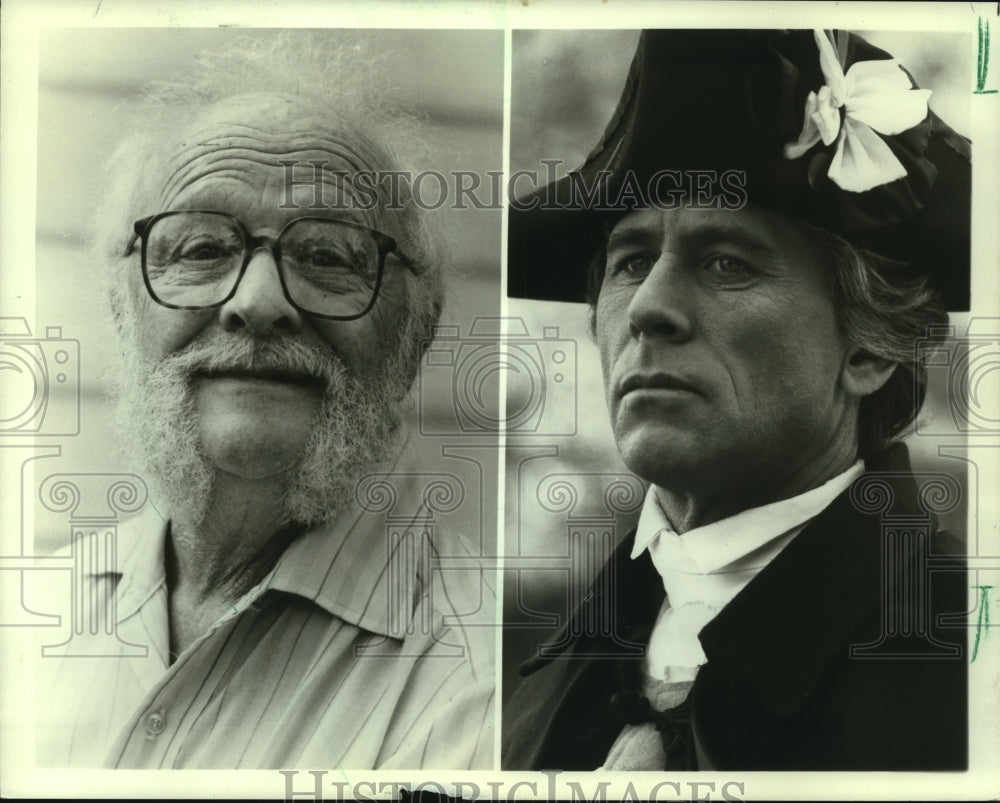 1984 Press Photo actor Barry Bostwick &amp; writer James Flexner &quot;George Washington&quot;- Historic Images