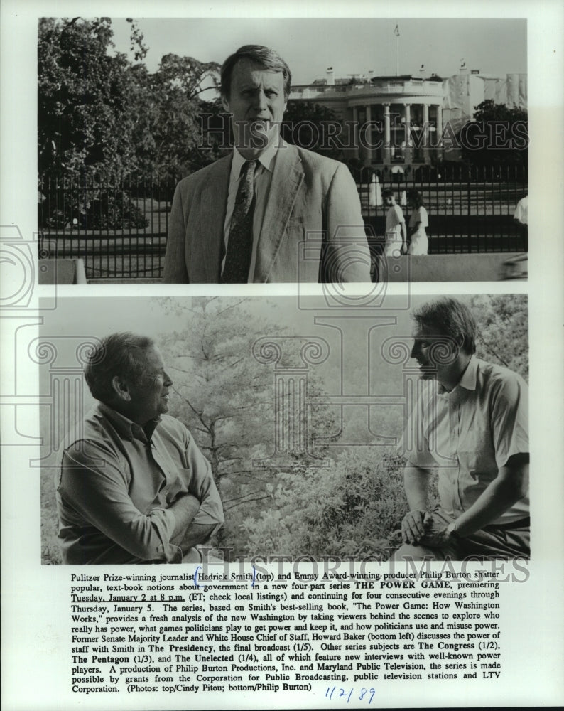 1989 Press Photo Journalist Hedrick Smith &amp; other in series &quot;The Power Game&quot;- Historic Images