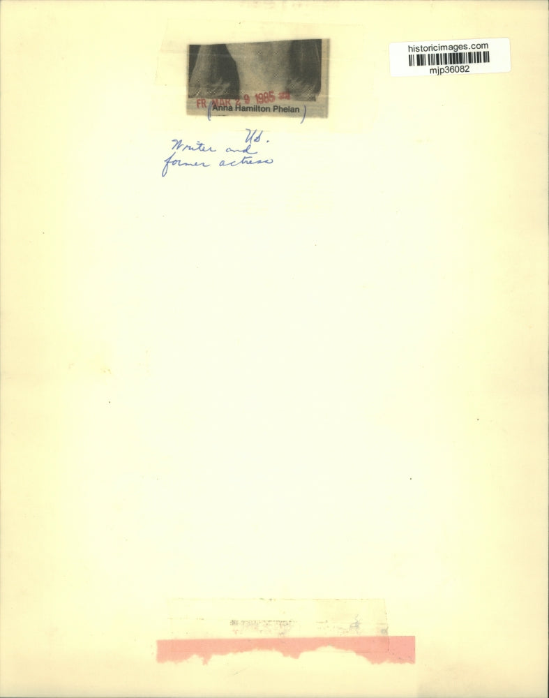 1985 Press Photo Writer and former actress, Anna Hamilton Phelan - mjp36082