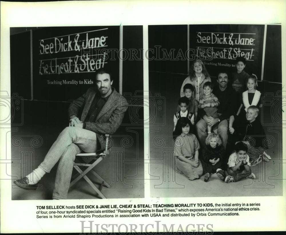 1989 Press Photo Tom Selleck hosts a two hour special for children - mjp37062- Historic Images