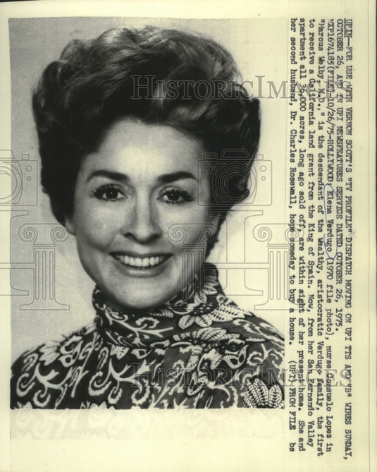 1975 Press Photo Elena Verdugo In 'Marcus Welby, M.D.' In Hollywood - mjp38370- Historic Images