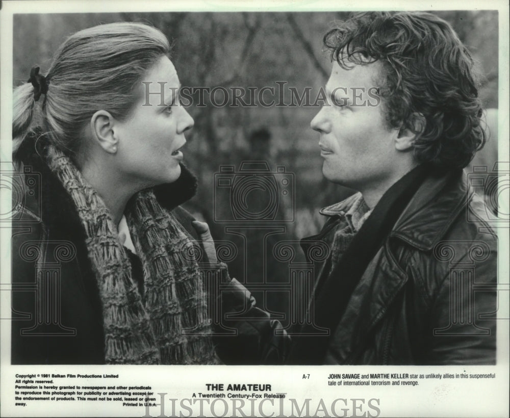 1981 Press Photo Actors John Savage and Marthe Keller star in &quot;The Amateur&quot;- Historic Images