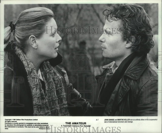 1981 Press Photo Actors John Savage and Marthe Keller star in "The Amateur"- Historic Images