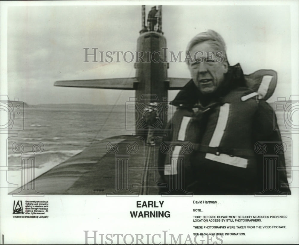 1988 Press Photo Media Host David Hartman Report on &quot;Early Warning&quot; on Fox- Historic Images