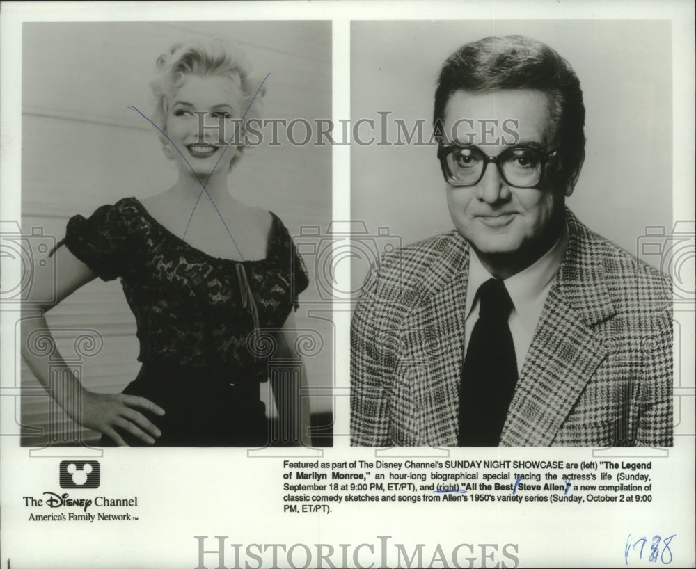1988 Press Photo Actress Marilyn Monroe (left) and TV host Steve Allen- Historic Images