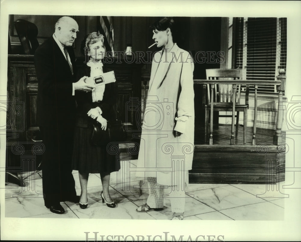 1980 Press Photo Hansford Rowe, Lenka Peterson, and Anne Twomey, actors- Historic Images