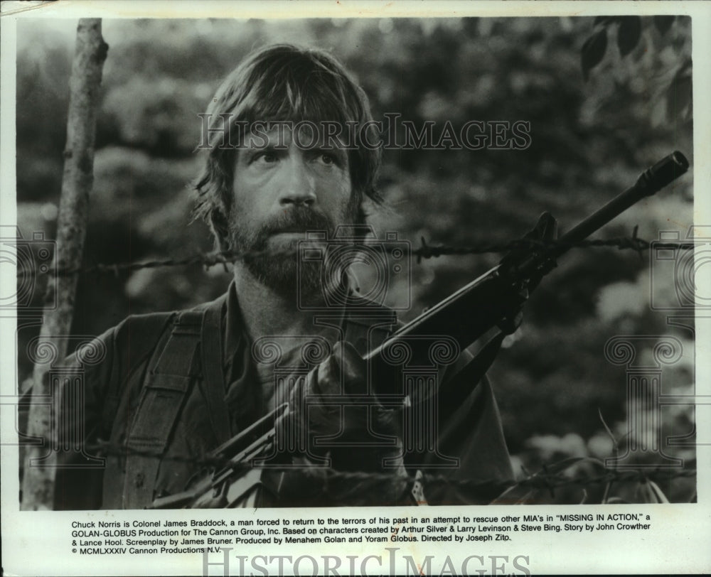 1985 Press Photo Chuck Norris stars in the film &quot;Missing in Action&quot; - mjp41373- Historic Images