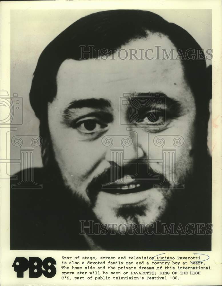 1980 Press Photo Luciano Pavarotti, international opera star - mjp43202- Historic Images