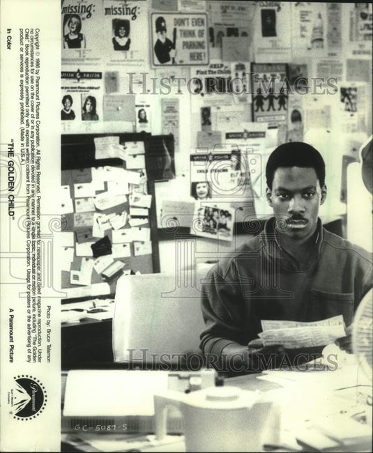 1986 Press Photo Eddie Murphy stars in the Paramount film "Golden Child."- Historic Images
