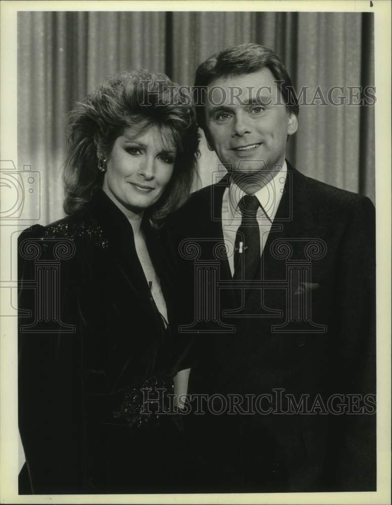 1986 Press Photo Pat Sajak and Deidre Hall on NBC's 60th Anniversary Celebration- Historic Images
