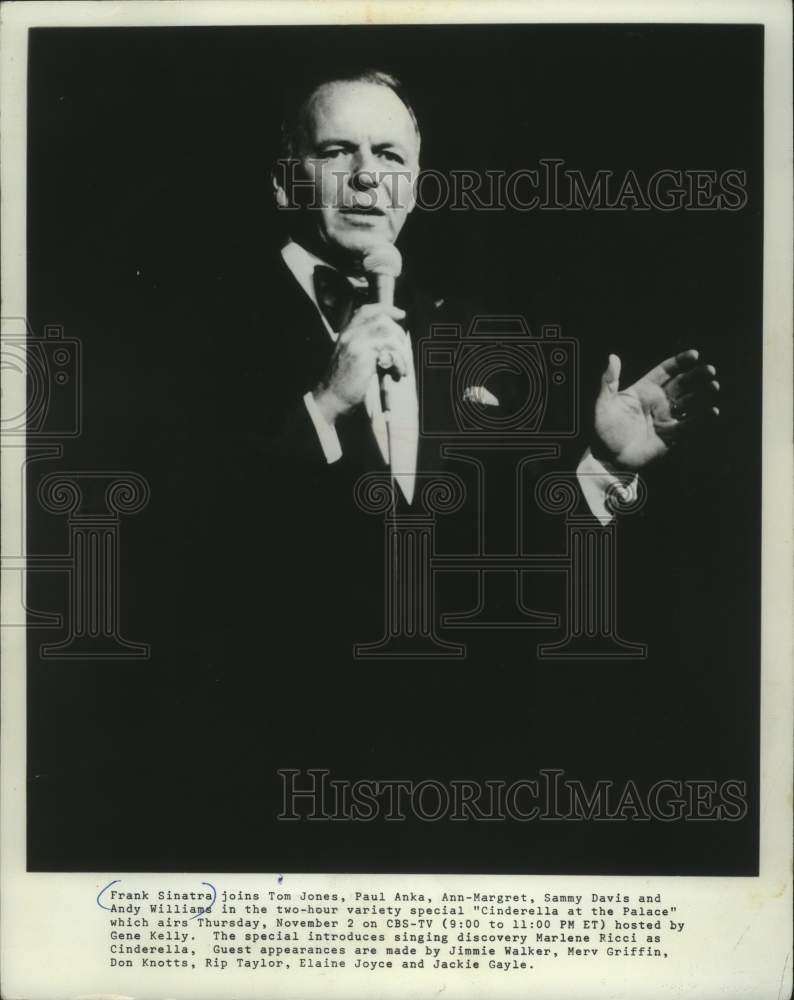 1978 Press Photo Frank Sinatra sings on &quot;Cinderella at the Palace&quot; on CBS-TV- Historic Images