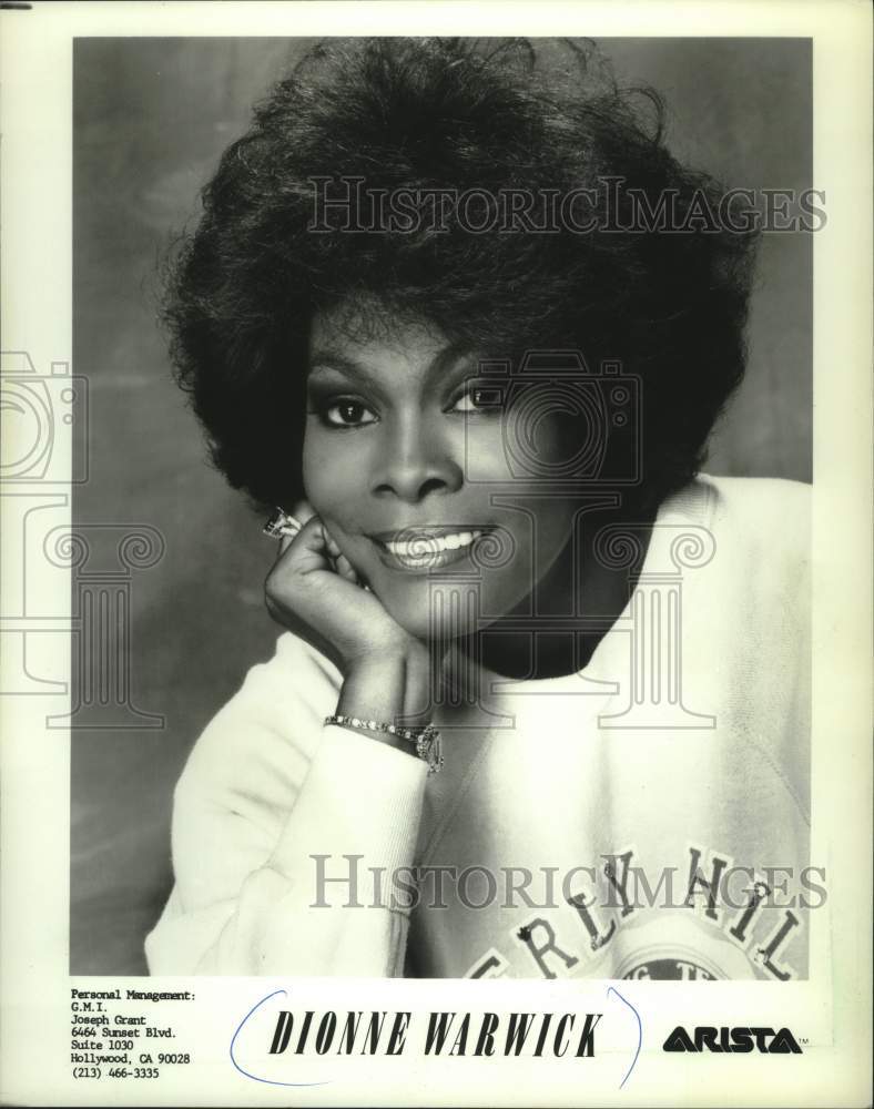 1987 Press Photo Singer Dionne Warwick - mjp44311- Historic Images