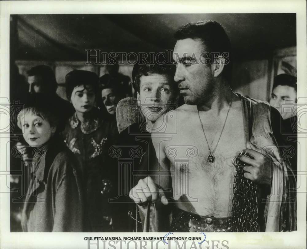 1980 Press Photo Actors Anthony Quinn, Giuletta Masina, and Richard Basehart