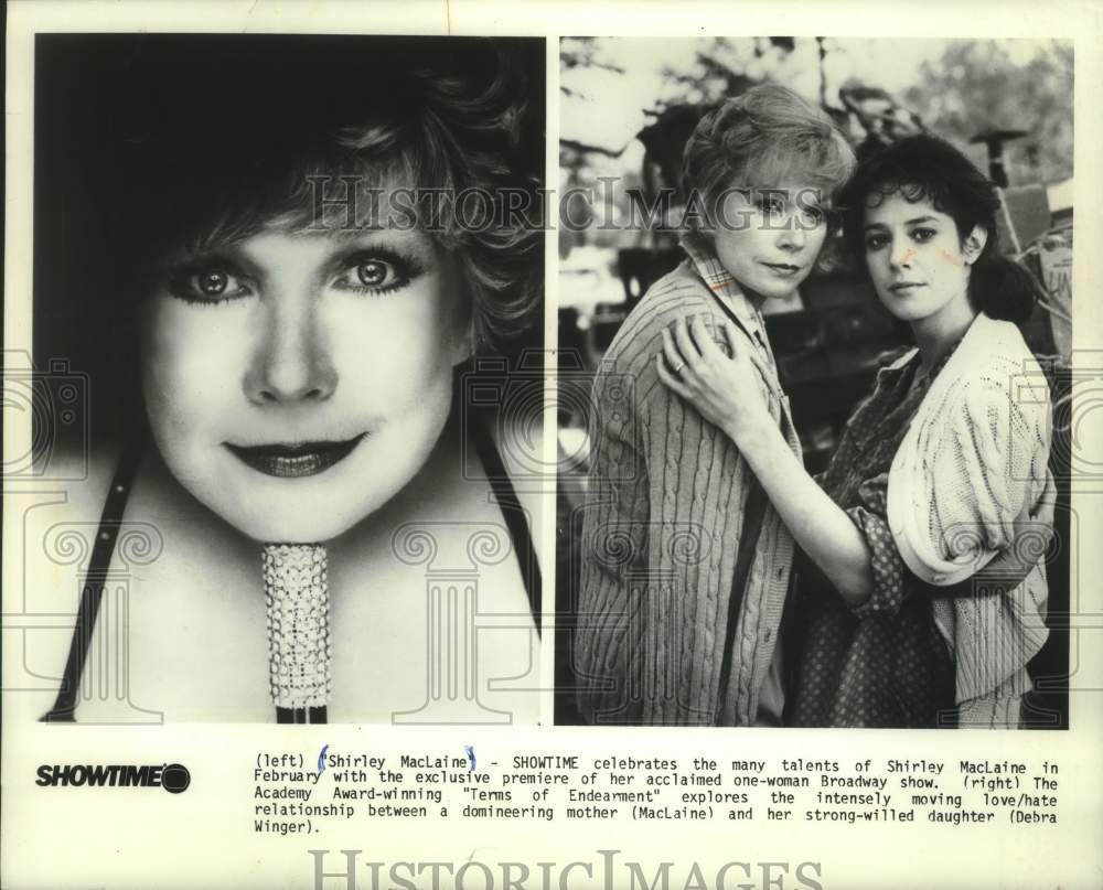 1985 Press Photo Shirley MacLaine and Debra Winger act in Terms of Endearment- Historic Images