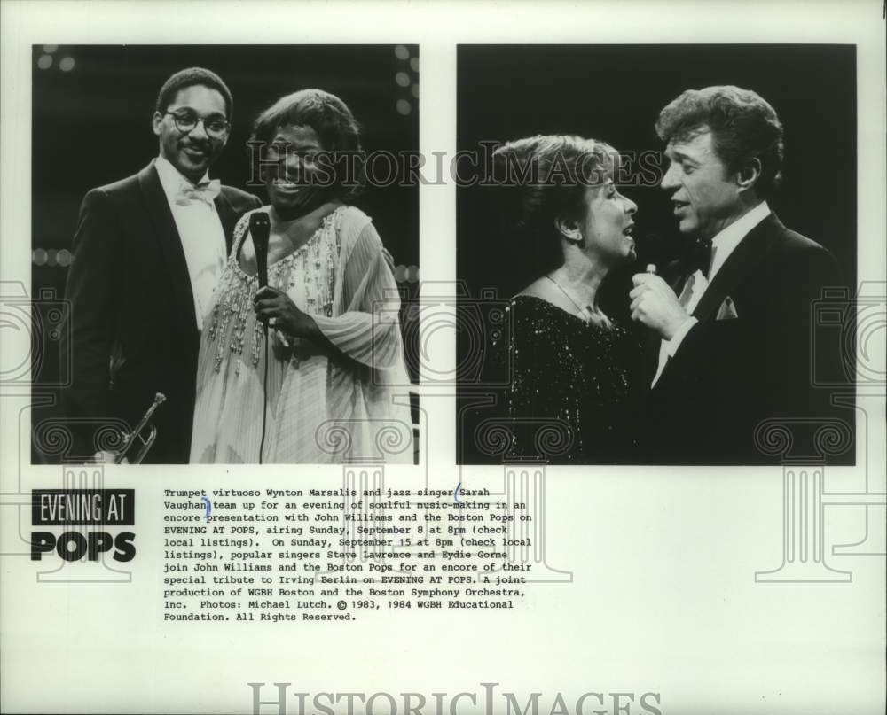1985 Press Photo Guest singers performing with the Boston Pops Orchestra- Historic Images