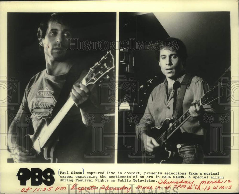 Load image into Gallery viewer, 1981 Press Photo Paul Simom playing his guitar on Festival Nights on PBn
