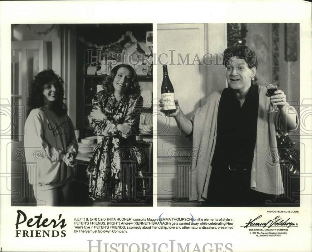 1992 Press Photo Rita Rudner, Emma Thompson, and Kenneth Branagh act in movie- Historic Images