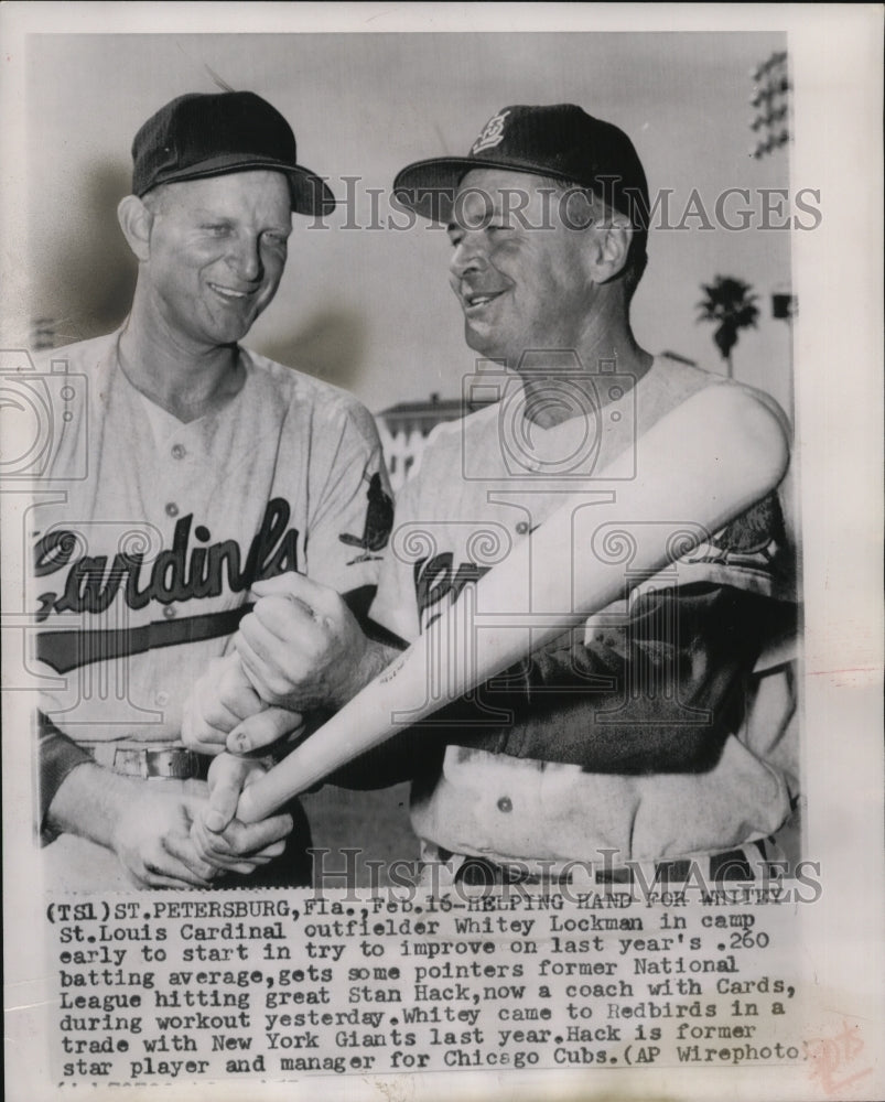 1957 Press Photo Whitey Lockman, outfielder for Cardinals at camp. - mjs03337- Historic Images