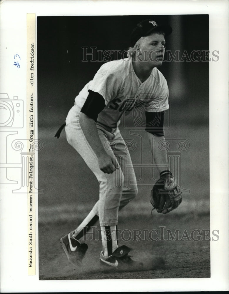 1990 Press Photo Waukesha South High School - Brent Palmquist, Second Baseman- Historic Images