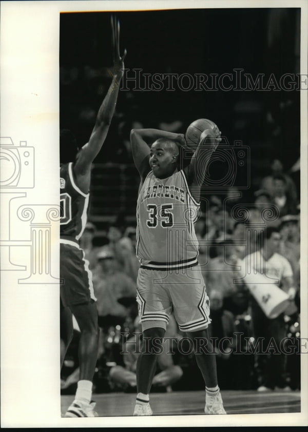 1991 Press Photo Marquette University - Damon Key, Freshman Basketball ...