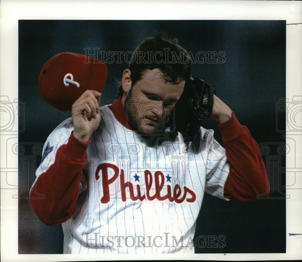 1993 Press Photo Phillies Baseball - Player During World Series - mjt00626- Historic Images