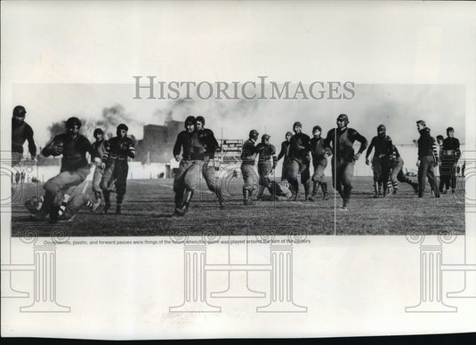 1976 Press Photo Historical photo of how football was played at turn of century- Historic Images