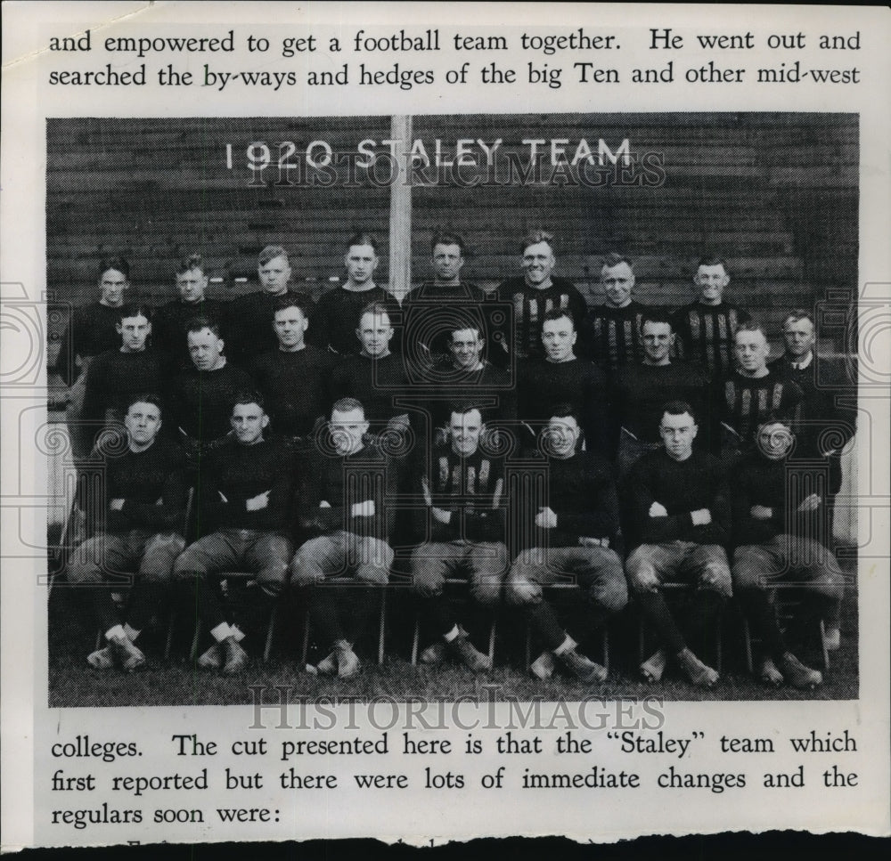 1920 Press Photo A historical photo of the 1920 Staley Football Team- Historic Images
