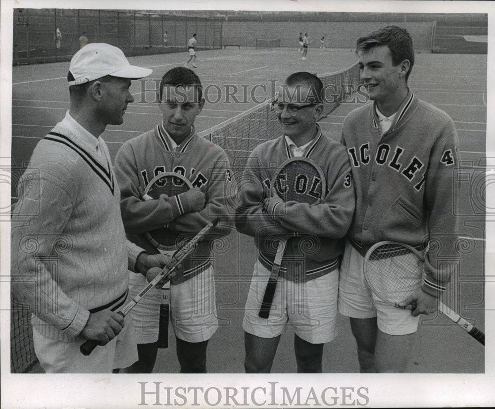 1964 Press Photo Nicolet High School - Tennis Team and Cary Bachman, Coach- Historic Images