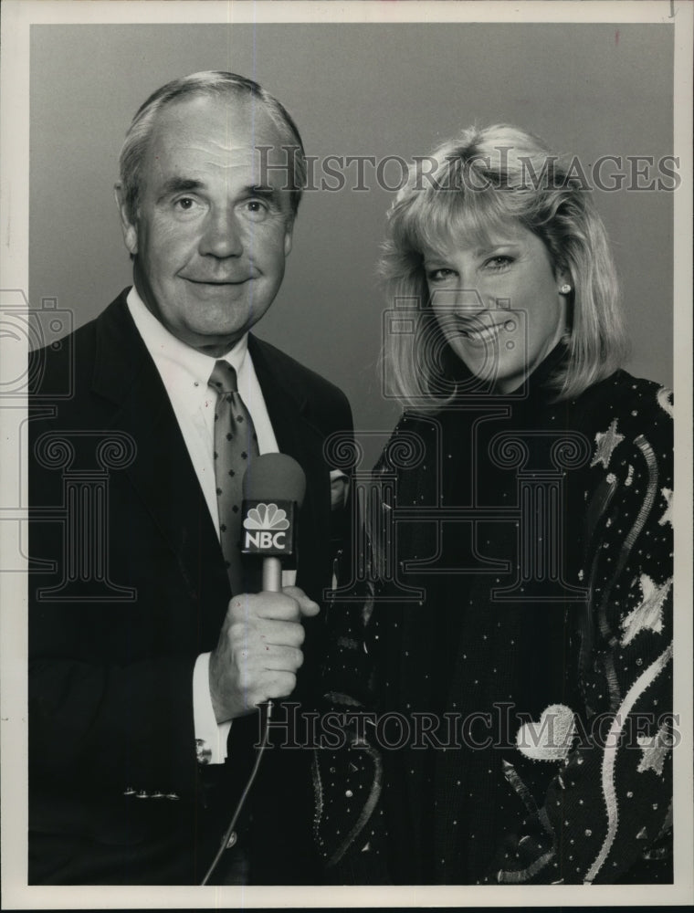 1990 Press Photo NBC Sports - Chris Evert and Dick Enberg, Sportscasters- Historic Images