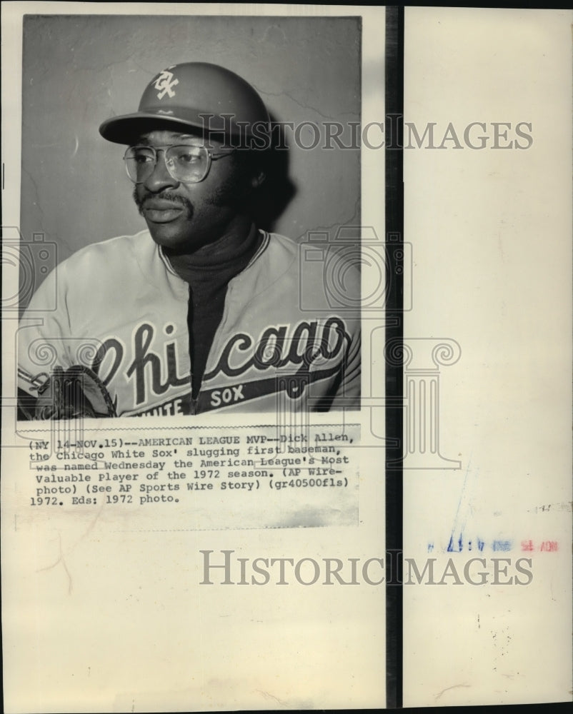 1972 Press Photo White Sox baseball player, Dick Allen, MVP for 1972 season- Historic Images