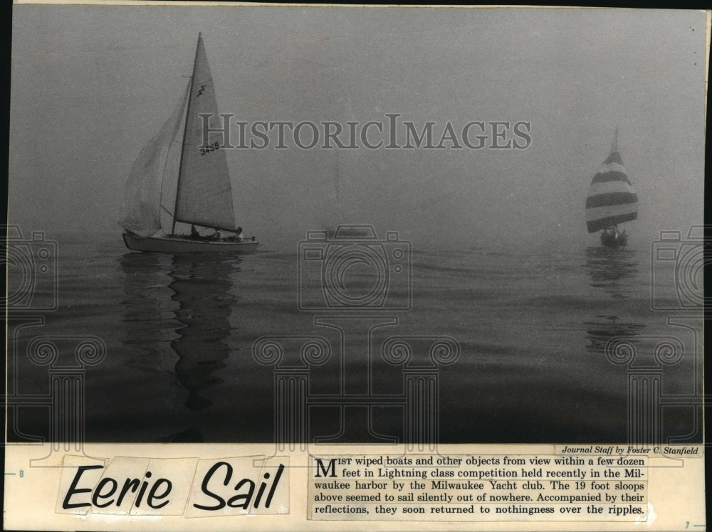 1951 Press Photo Sail boats during a race in the Milwaukee harbor in Wisconsin- Historic Images