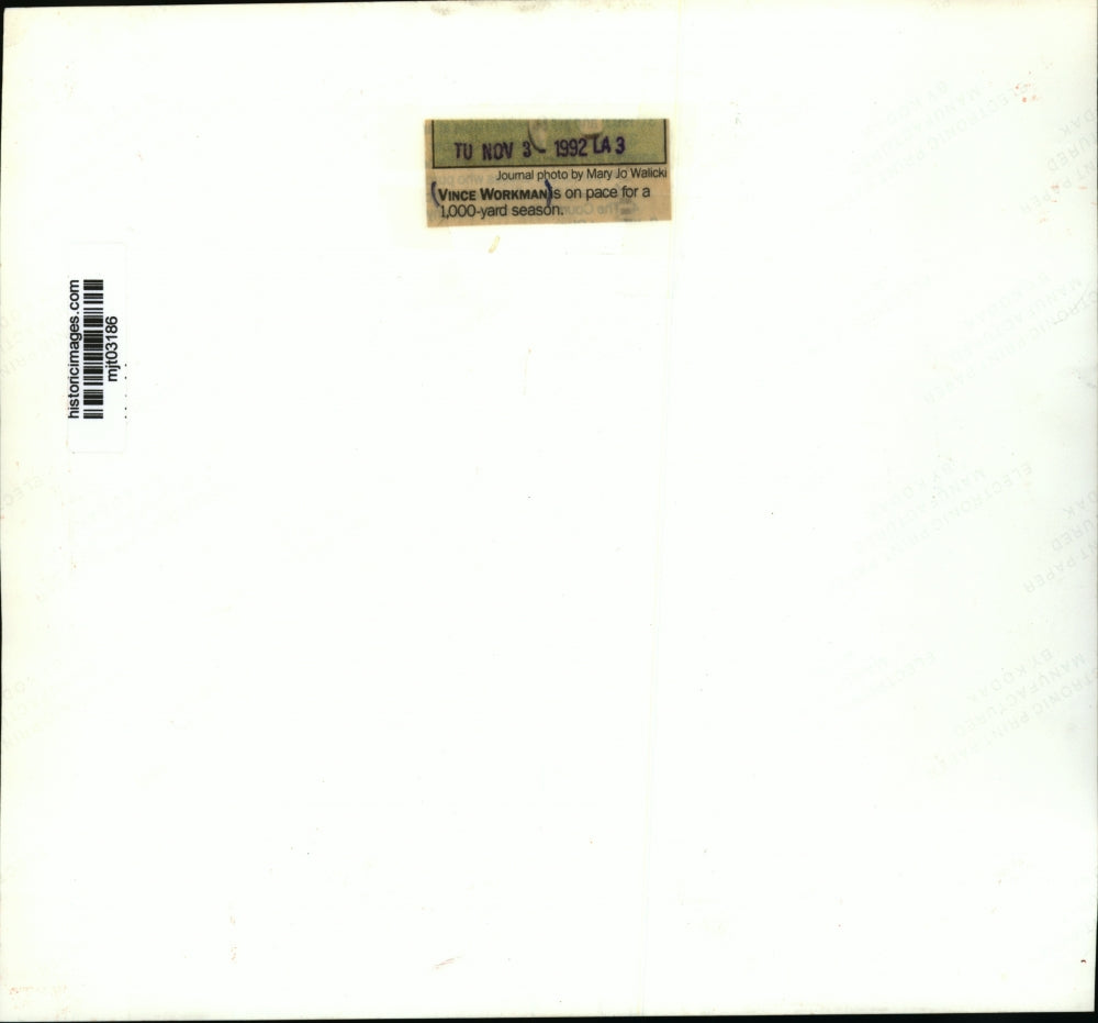 1992 Press Photo Vince Workman plays for the Greenbay Packers - mjt03186