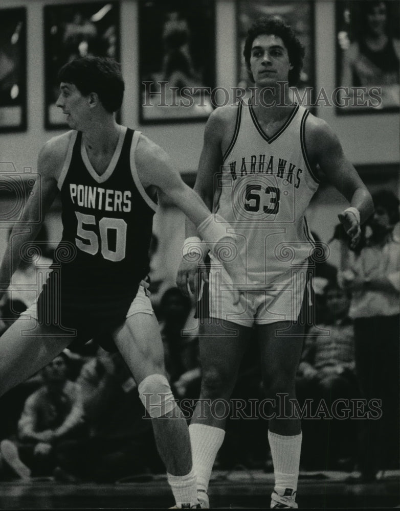 1985 Press Photo College basketball players Kirby Kulas &amp; Mark Linde - mjt03533- Historic Images