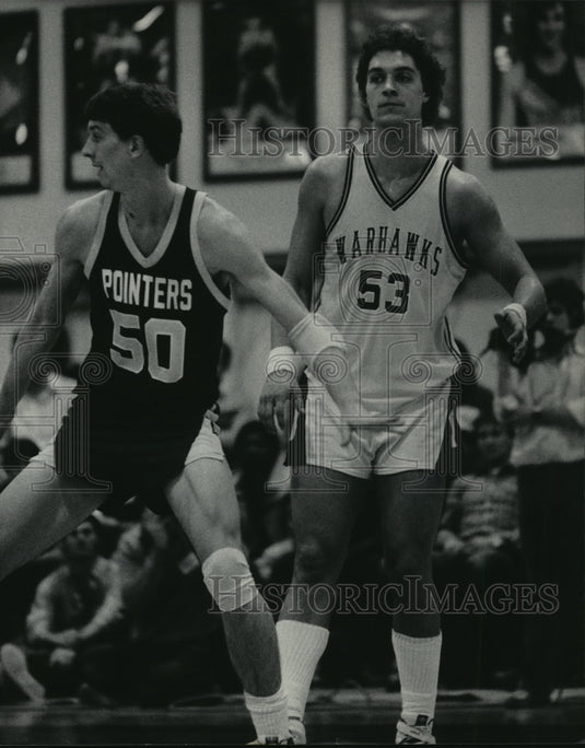 1985 Press Photo College basketball players Kirby Kulas & Mark Linde - mjt03533- Historic Images