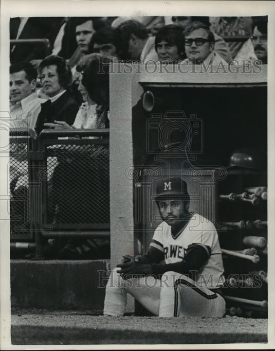 1975 Press Photo Milwaukee Brewers baseball's Pedro Garcia, a lonely spectator- Historic Images