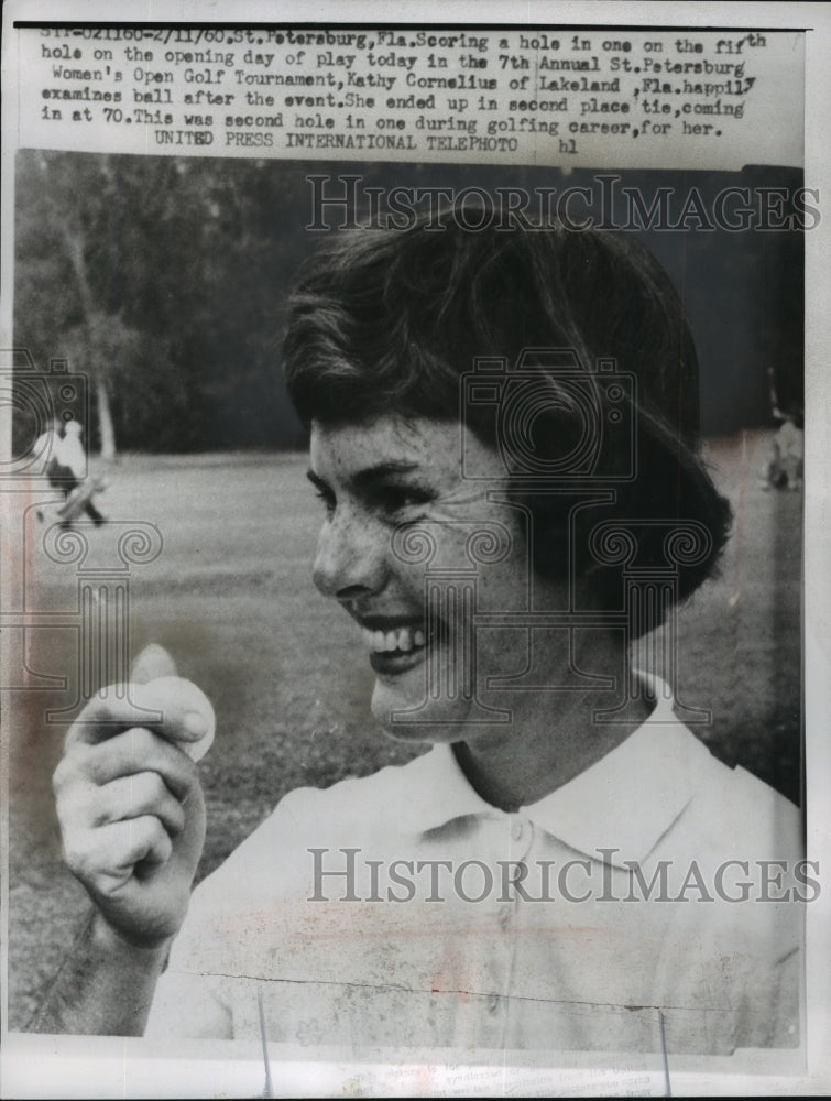 1960 Press Photo Kathy Cornelius at the St. Petersburg Women's Open Golf Tourney- Historic Images