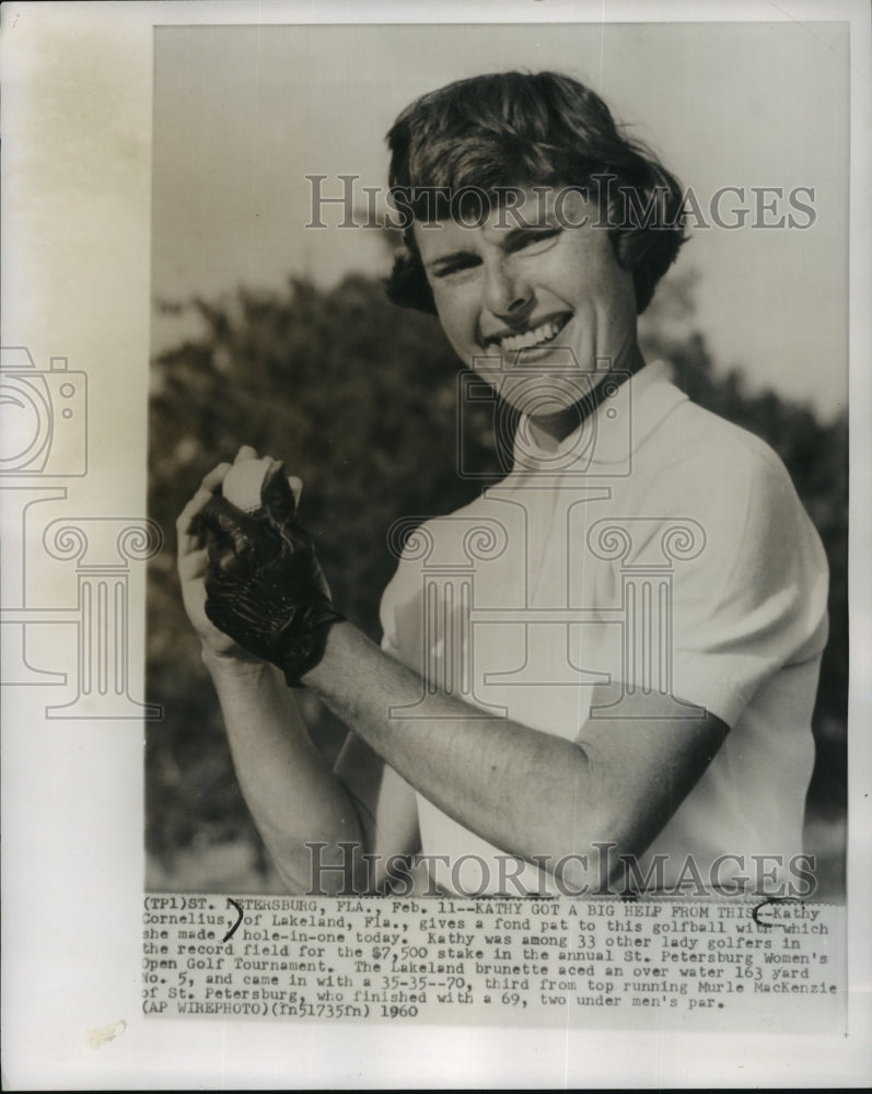 1960 Press Photo Kathy Cornelius at St. Petersburg Women&#39;s Open Golf Tournament- Historic Images