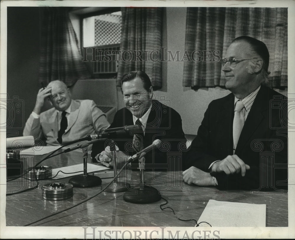 1973 Press Photo Major League Baseball's Joe Cronin, Del Crandall And Bowie Kuhn- Historic Images