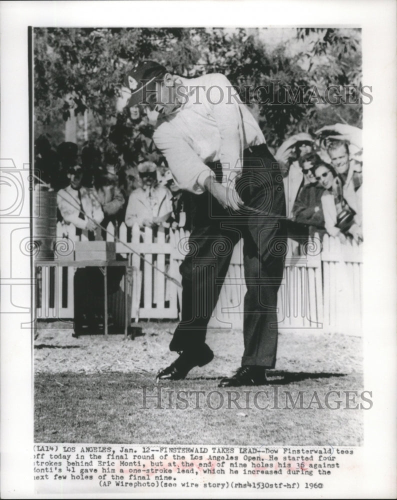 1960 Press Photo Golfer Dow Finsterwald tees off at the Los Angeles Open- Historic Images