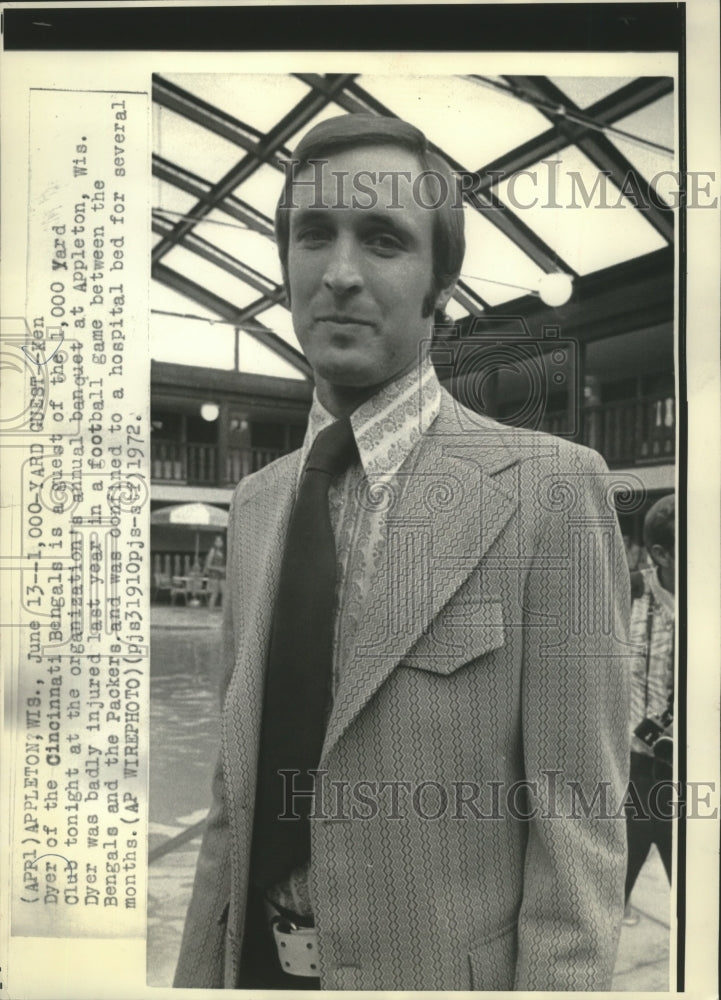 1972 Press Photo Ken Dyer of the Cincinnati Bengals football team in Wisconsin- Historic Images