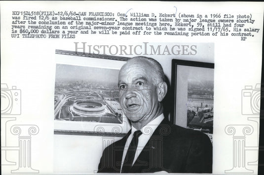 1966 Press Photo General William Eckert, Commissioner of Major League baseball- Historic Images