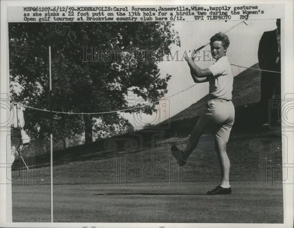 1959 Press Photo Golfer Carol Sorenson, the future Mrs. Wm. W. Flenniken Jr.- Historic Images