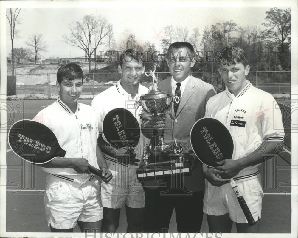 1967 Press Photo University of Toledo tennis Brian Eisner and 3 players.- Historic Images