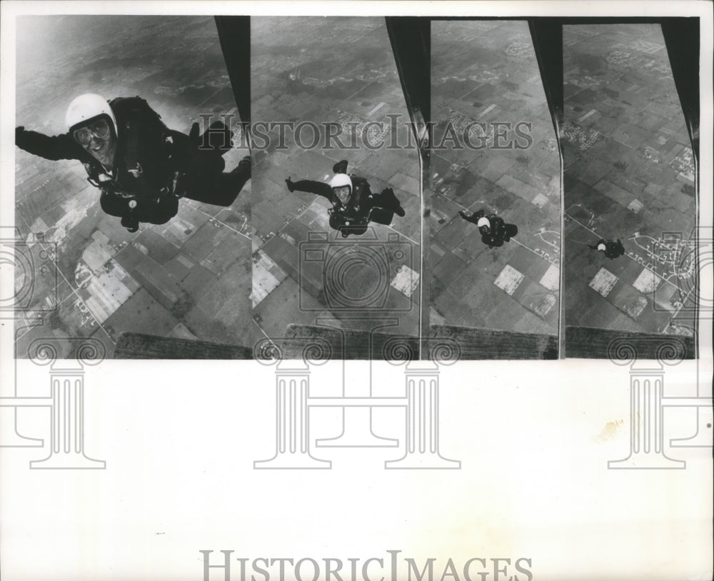 1964 Press Photo Sky diver SSgt. Eddie Davis jumps at Aero Park airport- Historic Images