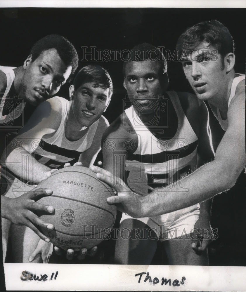 1969 Press Photo Ric Cobb, Jeff Sewell, Joe Thomas, Ron Rahn Marquette players- Historic Images